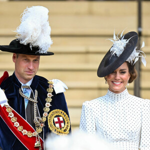 Le Prince William et Kate Middleton lors du service annuel de l'ordre de la jarretière à la chapelle St George du château de Windsor, le 19 juin 2023.