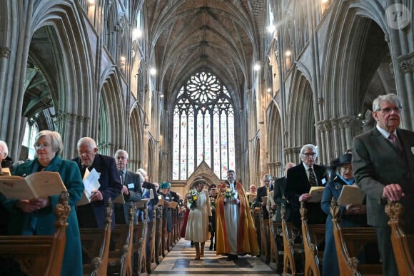 Camilla Parker Bowles assiste au service Royal Maundy à la cathédrale de Worcester, le 28 mars 2024.