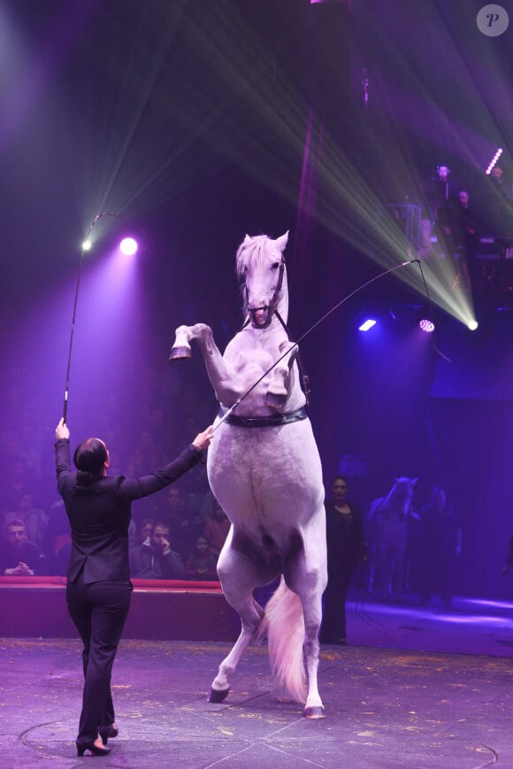 Sa compagnie avait célébré ses cinquante ans d'existence en novembre 2023.
Le cirque Arlette Gruss. Numero avec des chevaux - Photo par Tesson/ANDBZ/ABACAPRESS.COM