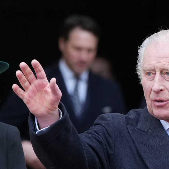 Le roi Charles III d'Angleterre et Camilla Parker Bowles, reine consort d'Angleterre - Les membres de la famille royale britannique arrivent à la chapelle Saint-George pour assister à la messe de Pâques. Windsor, le 31 mars 2024.