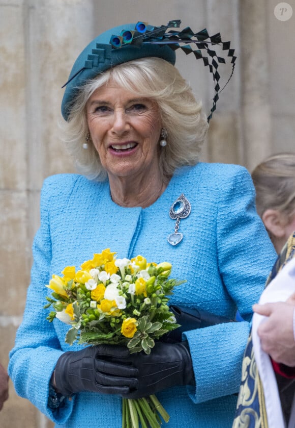 La famille royale britannique et les invités arrivent pour assister au service de célébration de la Journée du Commonwealth (Commonwealth Day) à l'abbaye de Westminster à Londres, célébré cette année en l'absence de Charles III et de Kate. Londres, le 11 mars 2024.  11 March 2024. - Camilla Parker Bowles, reine consort d'Angleterre 