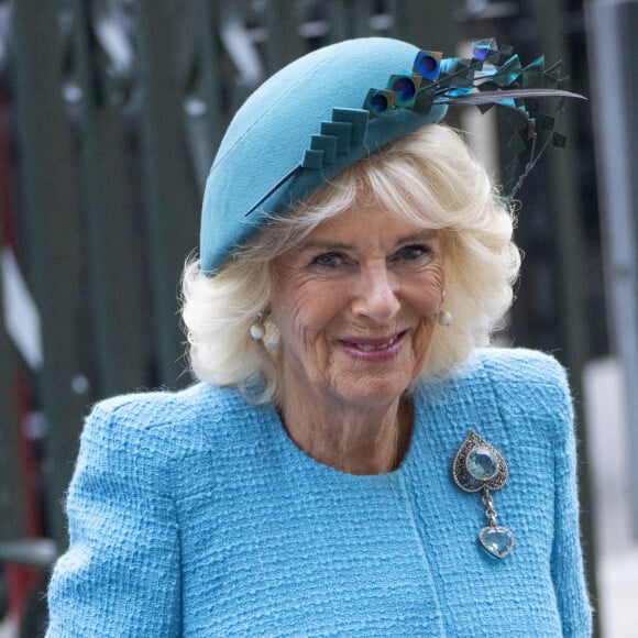 La famille royale britannique et les invités arrivent pour assister au service de célébration de la Journée du Commonwealth (Commonwealth Day) à l'abbaye de Westminster à Londres, célébré cette année en l'absence de Charles III et de Kate. Londres, le 11 mars 2024.  11 March 2024. - Camilla Parker Bowles, reine consort d'Angleterre 