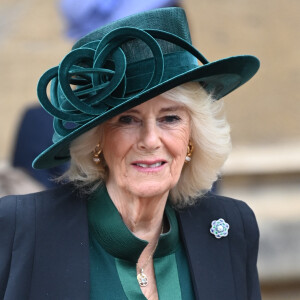 Camilla Parker Bowles, reine consort d'Angleterre - Les membres de la famille royale britannique arrivent à la chapelle Saint-George pour assister à la messe de Pâques. Windsor, le 31 mars 2024. 