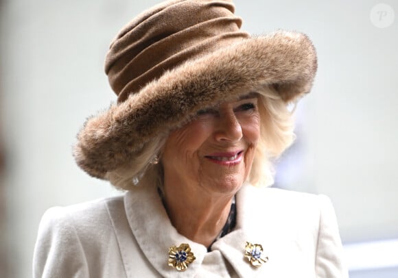 Camilla Parker Bowles, reine consort d'Angleterre, assiste au service Royal Maundy à la cathédrale de Worcester, le 28 mars 2024. 