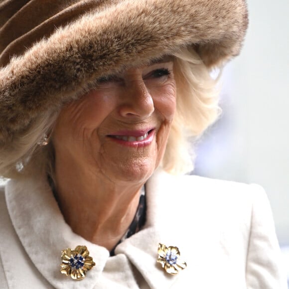 Camilla Parker Bowles, reine consort d'Angleterre, assiste au service Royal Maundy à la cathédrale de Worcester, le 28 mars 2024. 