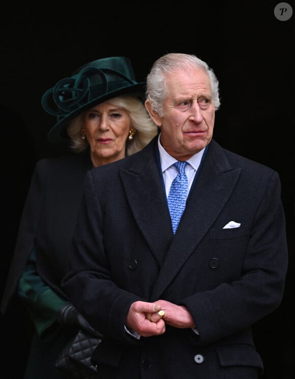 Le roi Charles et la reine Camilla lors de l'office des matines de Pâques à la chapelle St George, au château de Windsor, à Windsor, au Royaume-Uni, le dimanche de Pâques, le 31 mars 2024. Photo par Stuart Hardy/ABACAPRESS.COM