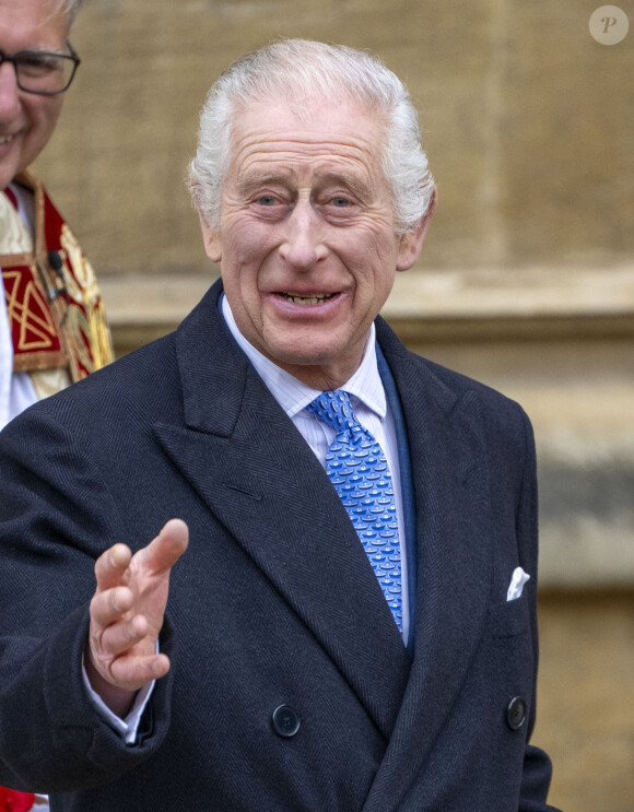 Le roi Charles III d'Angleterre et Camilla Parker Bowles, reine consort d'Angleterre - Les membres de la famille royale britannique arrivent à la chapelle Saint-George pour assister à la messe de Pâques. Windsor, le 31 mars 2024. 