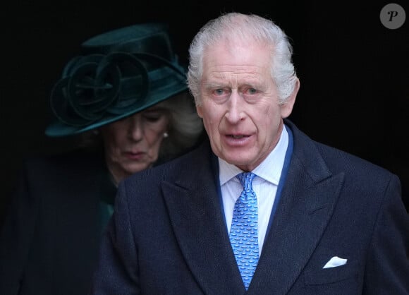 Le roi Charles III d'Angleterre et Camilla Parker Bowles, reine consort d'Angleterre - Les membres de la famille royale britannique arrivent à la chapelle Saint-George pour assister à la messe de Pâques. Windsor, le 31 mars 2024. 