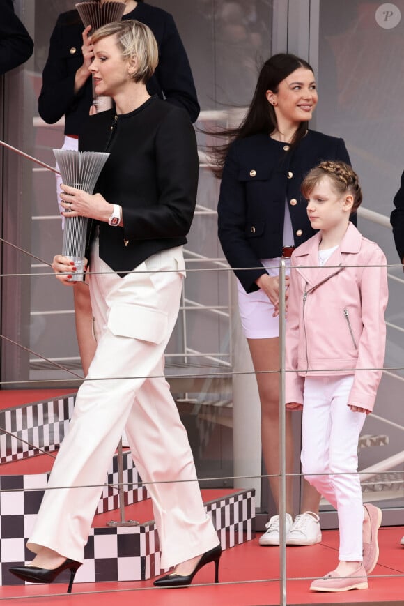 La princesse Charlene et sa fille la princesse Gabriella ont assisté au Monaco E-Prix 2024, le 27 avril 2024. © Claudia Albuquerque/Bestimage