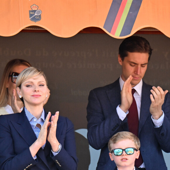 la princesse Charlene, Le prince Jacques de Monaco en tribune lors de la finale du tournoi de tennis Masters 1000 de Monte-Carlo à Roquebrune-Cap-Martin le 14 avril 2024 © Bruno Bebert / Bestimage