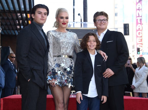 Gwen Stefani avec ses fils Kingston Rossdale, Zuma Rossdale et Apollo Rossdale lors de la cérémonie de remise de l'étoile de Gwen Stefani sur le Hollywood Walk of Fame à Hollywood, CA, le 19 octobre 2023 Photo by Lisa OConnor/AFF/ABACAPRESS.COM