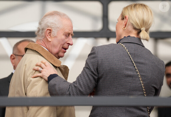 Le roi Charles III d'Angleterre, et Zara Phillips (Zara Tindall), se retrouvent au concours hippique Royal Windsor Horse Show à Windsor, le 3 mai 2024.