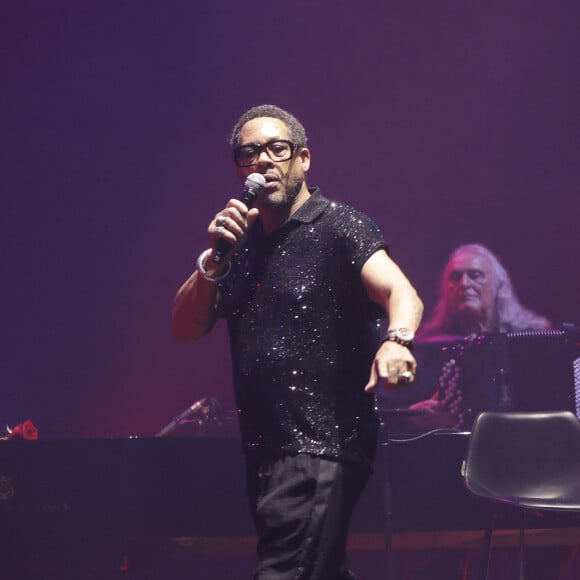 Exclusif - JoeyStarr lors du concert hommage à la chanteuse Barbara "Du bout des lèvres" , conçu par l'INA, sur la scène du Grand Rex à Paris le 18 septembre 2023.