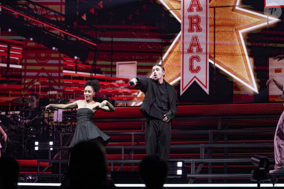 Candice Vernet et Pierre Garnier lors du concert de la Star Academy à Lyon, le 15/03/24. Photo Sandrine Thesillat / Panoramic