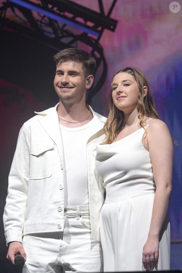 Julien Liebermann et Héléna Bailly lors du concert de la Star Academy à Lyon, le 15/03/24. Photo Sandrine Thesillat / Panoramic 