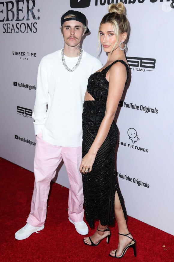 Justin Bieber et sa femme Hailey Baldwin Bieber à la première du docu-series "Seasons" dans le quartier de Westwood à Los Angeles, le 27 janvier 2020 