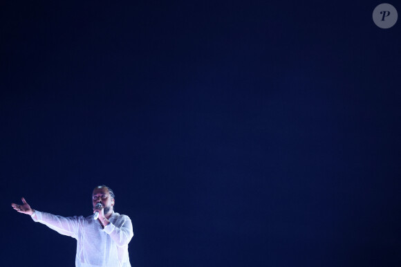 Slimane avec sa chanson "Mon Amour" lors de la première répétition générale avant la finale de la 68ème édition du Concours Eurovision de la chanson (ESC) à la Malmö Arena, en Suède, le 10 mai 2024. © Sanjin Strukic/PIXSELL/Bestimage