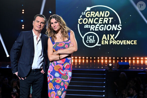 Exclusif - Laurent Luyat et Laury Thilleman - Rendez-vous avec les présentateurs de l'émission "Le Grand Concert des Régions : Ici c'est Aix-en-Provence", L.Thilleman et L.Luyat, diffusée le 17 mai sur France 3. Le 30 avril 2024 © Bruno Bebert-Jack Tribeca / Bestimage