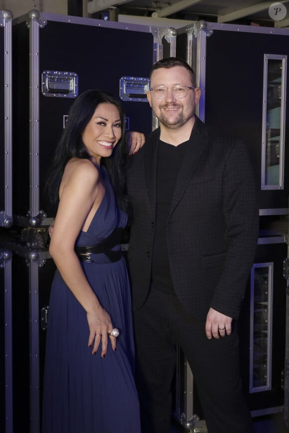 Exclusif - Anggun, Vincent Fuchs - Backstage de l'enregistrement de l'émission de télévision "Le Grand Concert des Régions : Ici c'est Aix en Provence", à l'Arena du Pays d'Aix, présentée par L.Luyat et L.Thilleman, et diffusée le 17 mai sur France 3. Le 30 avril 2024. © Bruno Bebert-Jack Tribeca / Bestimage