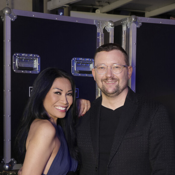 Exclusif - Anggun, Vincent Fuchs - Backstage de l'enregistrement de l'émission de télévision "Le Grand Concert des Régions : Ici c'est Aix en Provence", à l'Arena du Pays d'Aix, présentée par L.Luyat et L.Thilleman, et diffusée le 17 mai sur France 3. Le 30 avril 2024. © Bruno Bebert-Jack Tribeca / Bestimage