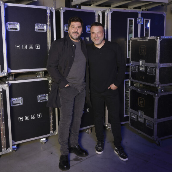 Exclusif - Patrick Fiori, Franck Castellano - Backstage de l'enregistrement de l'émission de télévision "Le Grand Concert des Régions : Ici c'est Aix en Provence", à l'Arena du Pays d'Aix, présentée par L.Luyat et L.Thilleman, et diffusée le 17 mai sur France 3. Le 30 avril 2024. © Bruno Bebert-Jack Tribeca / Bestimage