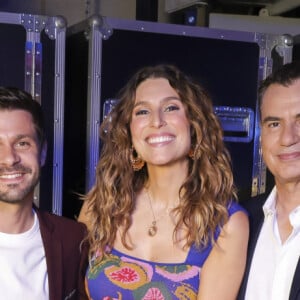 Exclusif - Adrien Gavazzi, Laury Thilleman, Laurent Luyat - Backstage de l'enregistrement de l'émission de télévision "Le Grand Concert des Régions : Ici c'est Aix en Provence", à l'Arena du Pays d'Aix, présentée par L.Luyat et L.Thilleman, et diffusée le 17 mai sur France 3. Le 30 avril 2024. © Bruno Bebert-Jack Tribeca / Bestimage