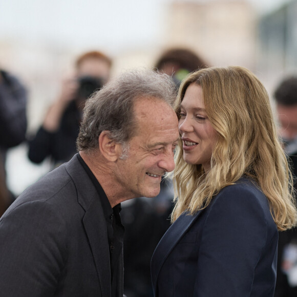 Vincent Lindon et Léa Seydoux - Photocall du film "Le deuxième acte", présenté hors compétition, lors du 77ème Festival International du Film de Cannes (14 - 25 mai 2024), le 15 mai 2024.