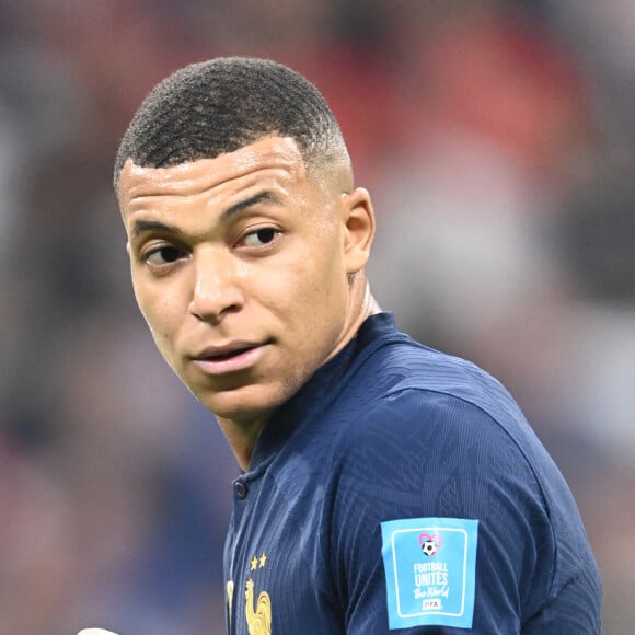 Kylian Mbappe au match de demi-finale opposant la France au Maroc lors de la Coupe du Monde 2022 au stade Al-Bayt, à Doha, Qatar, le 14 décembre 2022. La France a gagné 2-0. © Philippe Perusseau/Bestimage