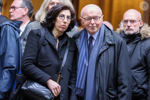 Rima Abdul Malak et Jacques Toubon - Sorties des obsèques de l'ancien ministre de la Culture Frédéric Mitterrand en l'Église Saint-Thomas d'Aquin à Paris. Le 26 mars 2024 © Jacovides-Moreau / Bestimage 