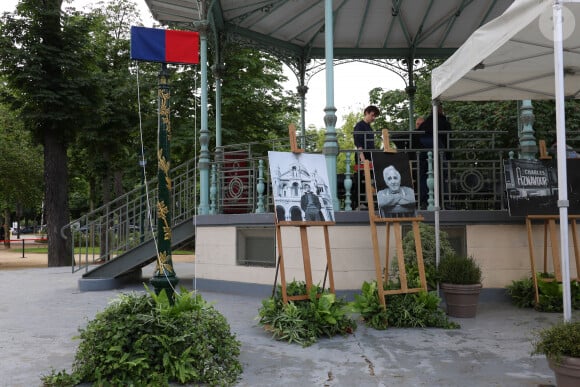 - Inauguration du Jardin "Charles Aznavour", Avenue des Champs-Elysées à Paris à l'occasion du Centième anniversaire de sa naissance, le 22 mai 2024. © Coadic Guirec/Bestimage 