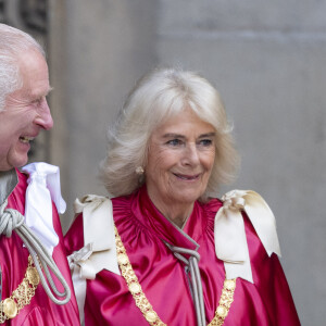 Le roi Charles III d'Angleterre et Camilla Parker Bowles, reine consort d'Angleterre, à une cérémonie de dédicace à l'Ordre de l'Empire britannique à la cathédrale Saint-Paul à Londres, le 15 mai 2024.