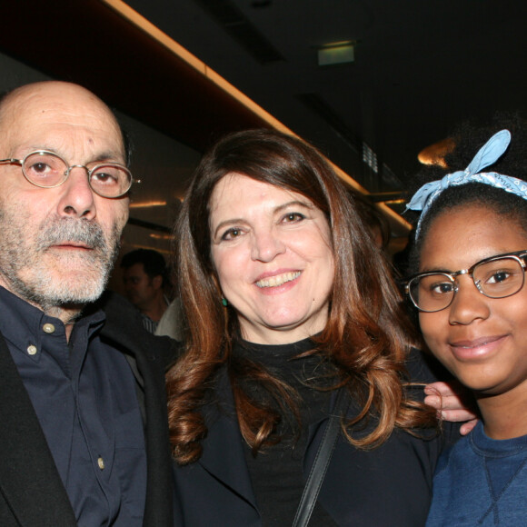 Exclusif - Jean-Pierre Bacri, Agnès Jaoui et sa fille adoptive brésilienne Lorannie que Jean-Pierre Bacri considère également comme sa fille. Agnès Jaoui a adopté aussi le frère qui se prénomme Loran - Avant-première du film "Place Publique" à Paris, France, le 16 avril 2018. © JLPPA/Bestimage