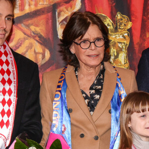 Louis Ducruet, la princesse Stéphanie de Monaco et la princesse Gabriella de Monaco, comtesse de Carladès - La famille princière lors de la 46ème édition du festival international du cirque de Monte-Carlo, à Monaco, le 21 janvier 2024. © Claudia Albuquerque/Bestimage 