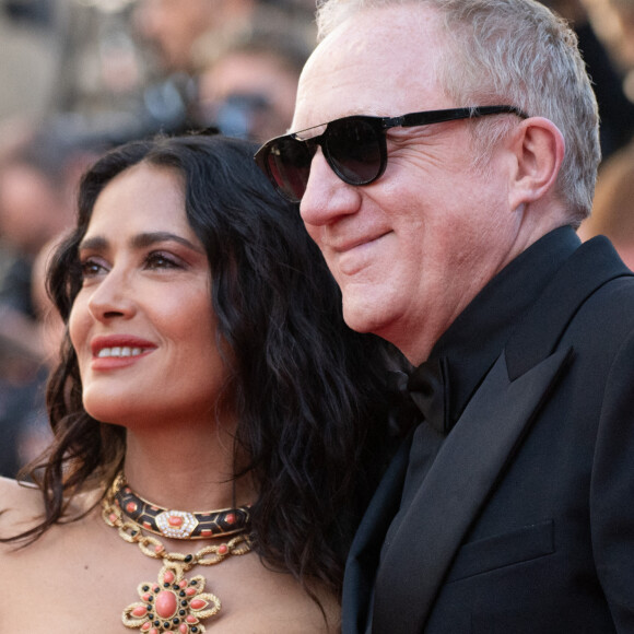 Salma Hayek et Francois-Henri Pinault assistent à l'avant-première d'Emilia Perez dans le cadre du 77e Festival international du film de Cannes, à Cannes, en France, le 18 mai 2024. Photo par Aurore Marechal/ABACAPRESS.COM