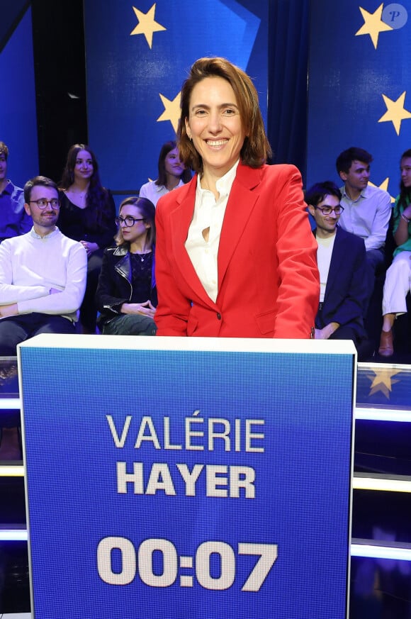 Valérie Hayer (Renaissance) - Elections européennes 2024 : débat entre les têtes de liste sur BFM Tv le 27 mai 2024. © Coadic Guirec / Bestimage