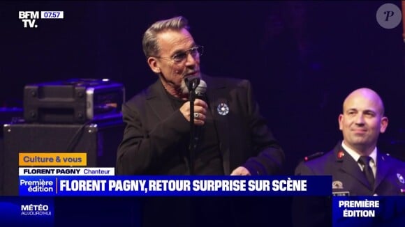 BFMTV dévoile des images de Florent Pagny sur la scène de la salle Pleyel à Paris lors d'un concert caritatif.