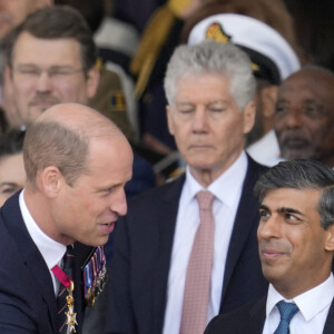 Le prince William de Galles, le Premier ministre britannique Rishi Sunak et sa femme Akshata Murty - La famille royale d'Angleterre lors des commémorations du 80ème anniversaire du débarquement (D-Day) à Portsmouth. Le 5 juin 2024 © Kin Cheung / Mirrorpix / Bestimage 