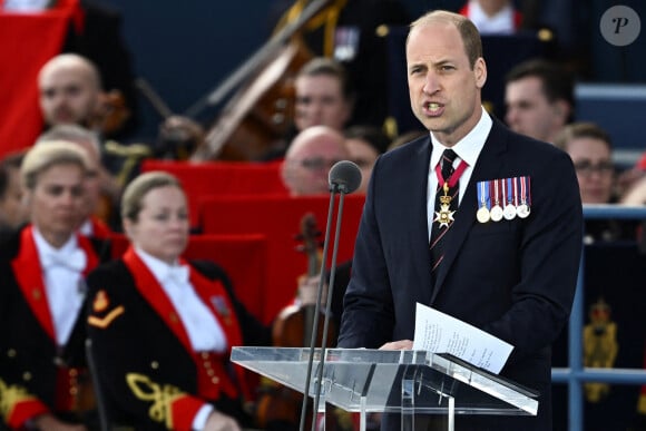 Le prince William de Galles - La famille royale d'Angleterre lors des commémorations du 80ème anniversaire du débarquement (D-Day) à Portsmouth. Le 5 juin 2024 © Dylan Martinez / Pool / Bestimage 