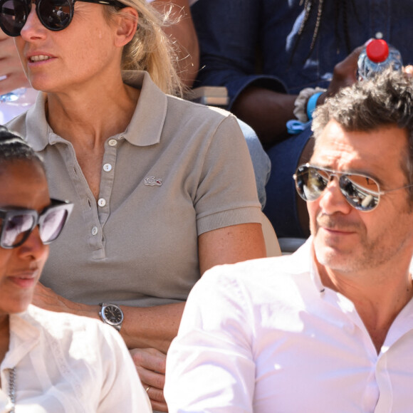 Anne-Sophie Lapix et son mari Arthur Sadoun assistent aux Internationaux de France à Roland Garros le 4 juin 2023 à Paris. Laurent Zabulon/ABACAPRESS.COM