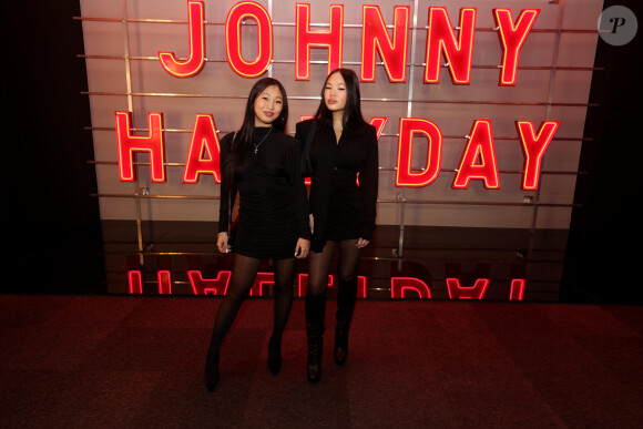 Exclusif - Jade et Joy Hallyday - Vernissage de l'exposition "Johnny Hallyday, l'exposition" au Palais des Expositions à Paris. Le 21 décembre 2023 © Dominique Jacovides / Bestimage 