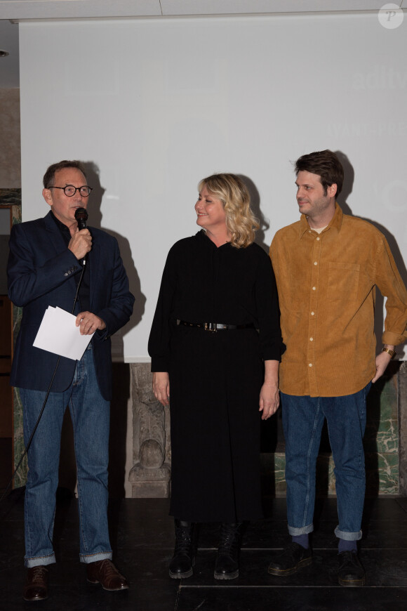 Exclusif - Luana Belmondo et son fils et Alessandro - Avant-première du documentaire "Belmondo, l'Italie en héritage" à la Maison de l'Italie à Paris. Le 18 mars 2024 © Sam Delpech / Bestimage