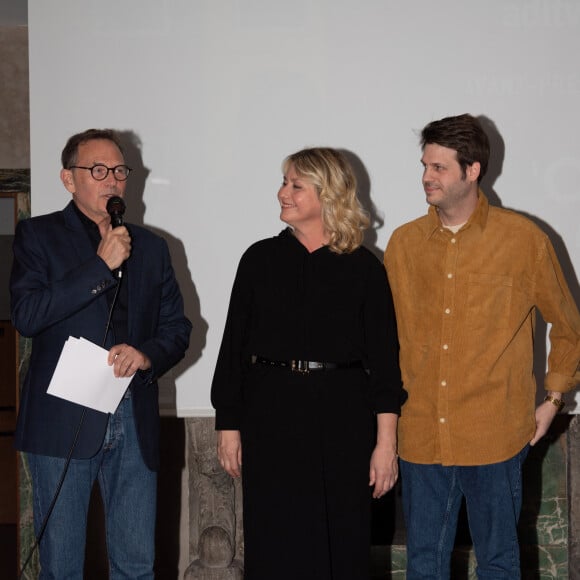 Exclusif - Luana Belmondo et son fils et Alessandro - Avant-première du documentaire "Belmondo, l'Italie en héritage" à la Maison de l'Italie à Paris. Le 18 mars 2024 © Sam Delpech / Bestimage