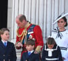 Trooping the Colour (salut aux couleurs), est un rassemblement militaire datant de 1748 et visant à célébrer l'anniversaire officiel du souverain britannique.
Le prince William, prince de Galles, Catherine (Kate) Middleton, princesse de Galles, le prince George de Galles, le prince Louis de Galles, la princesse Charlotte de Galles - Les membres de la famille royale britannique au balcon du Palais de Buckingham lors de la parade militaire "Trooping the Colour" à Londres, Royaume Uni, le 15 juin 2024. © Justin Goff/GoffPhotos/Bestimage