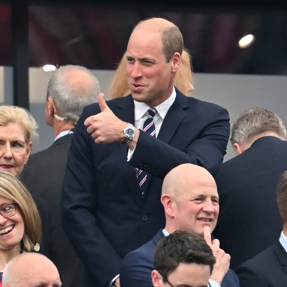 Dans le cadre de l'Euro 2024 de football.
Le prince William pendant Danemark-Angleterre, match comptant pour l'Euro. © EURO 2024 News Pool (ENP)/MirrorPix/Bestimage