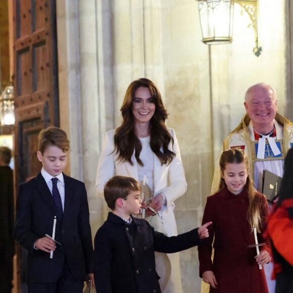 Le prince William, la princesse Catherine, Kate, et leurs enfants George, Charlotte et Louis lors de la messe à Westminster Abbey le 8 décembre 2023 © Chris Jackson/PA Wire/ABACAPRESS.COM