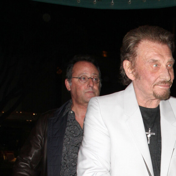 Johnny Hallyday et Jean Reno ont dine chez Madeo a West Hollywood, le 18 fevrier 2013.