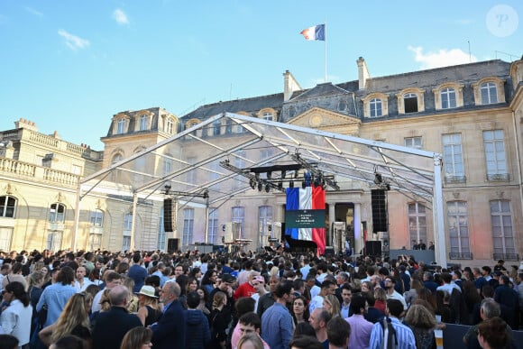 G.Montagné, invité d'honneur du président de la République française E.Macron à l'occasion de la fête de la Musique dans la cour de l'Elysée à Paris, le 21 juin 2024. © Jacques Witt / Pool / Bestimage