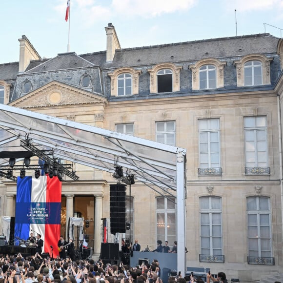 - G.Montagné, invité d'honneur du président de la République française E.Macron à l'occasion de la fête de la Musique dans la cour de l'Elysée à Paris, le 21 juin 2024. © Jacques Witt / Pool / Bestimage 