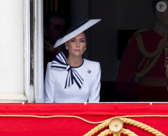 Catherine (Kate) Middleton, princesse de Galles - Les membres de la famille royale britannique au balcon du Palais de Buckingham lors de la parade militaire "Trooping the Colour" à Londres, Royaume Uni, le 15 juin 2024. © GoffPhotos/Bestimage 