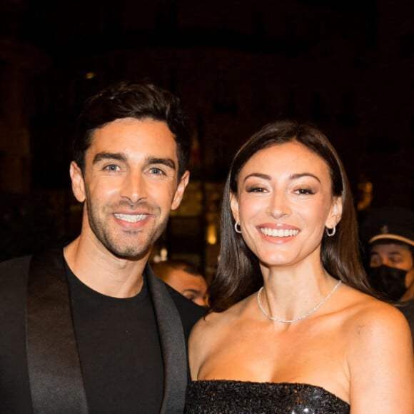 Exclusif - Rachel Legrain-Trapani (Miss France 2007) et son compagnon Valentin Léonard - Arrivées lors de la 10ème édition du "Global Gift Gala 2021" à l'hôtel Four Seasons Hotel George V à Paris le 30 octobre 2021.  © Tiziano da Silva/Bestimage 